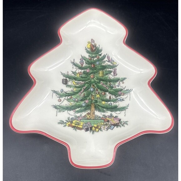 Spode Christmas Tree RED Band 1st Limited Annual Series 7.5” High #s3324U- 3 PC - Picture 2 of 5